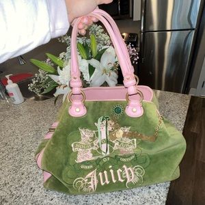 RARE PINK AND GREEN JUICY COUTURE SHOULDER PURSE